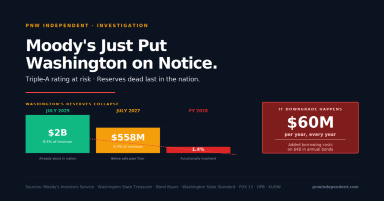 Moody's downgrade Washington — Triple-A bond rating at risk amid worst reserves in nation